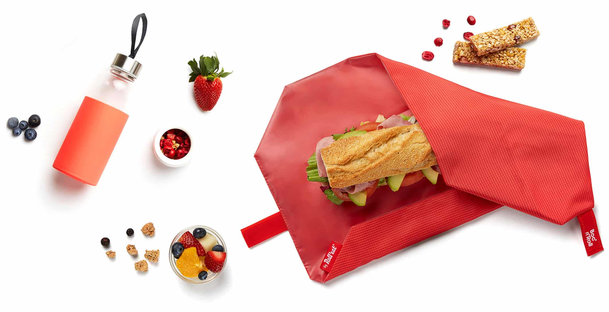 Porta alimenti Lunch box Borsa porta alimenti tovaglietta Lunchbag NEW- Rolleat EatnOut arancia 2 in 1 Lunch bag 